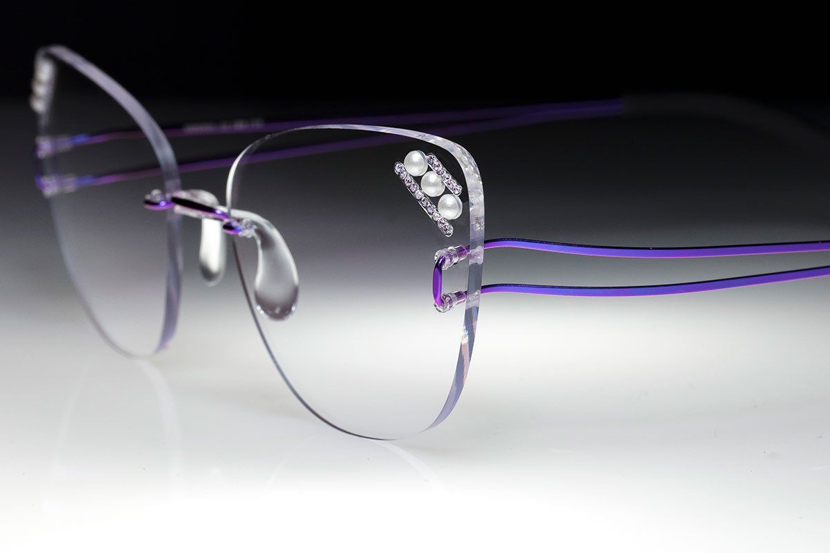 very light glasses with pearls