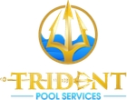 Golden trident logo with blue waves above the words “TRIDENT POOL SERVICES”