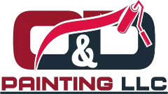 Logo for C&D Painting LLC, red and dark blue letters with a paint roller in the center.