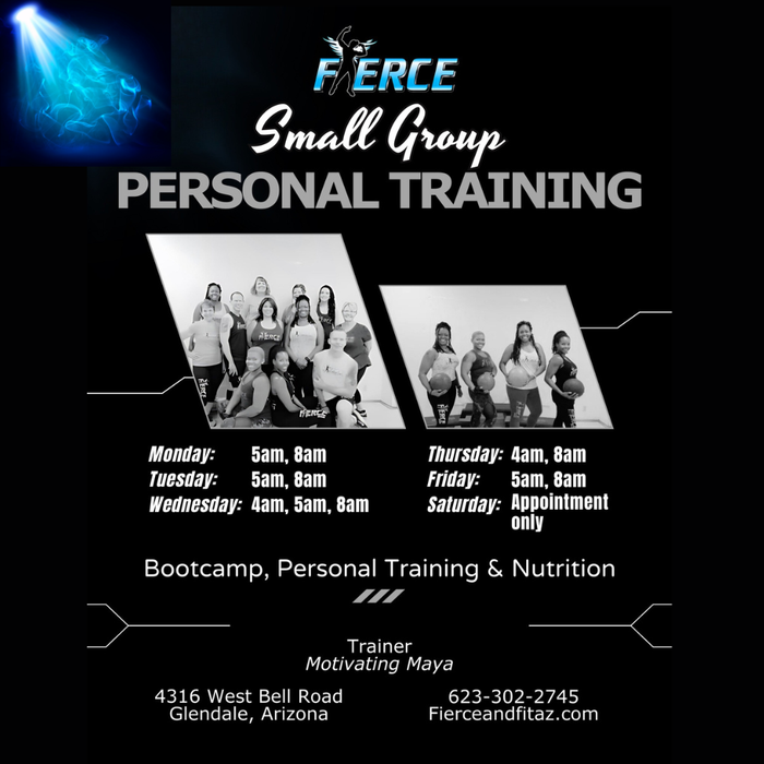 A poster for a small group personal training.