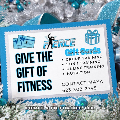 A gift card that says give the gift of fitness