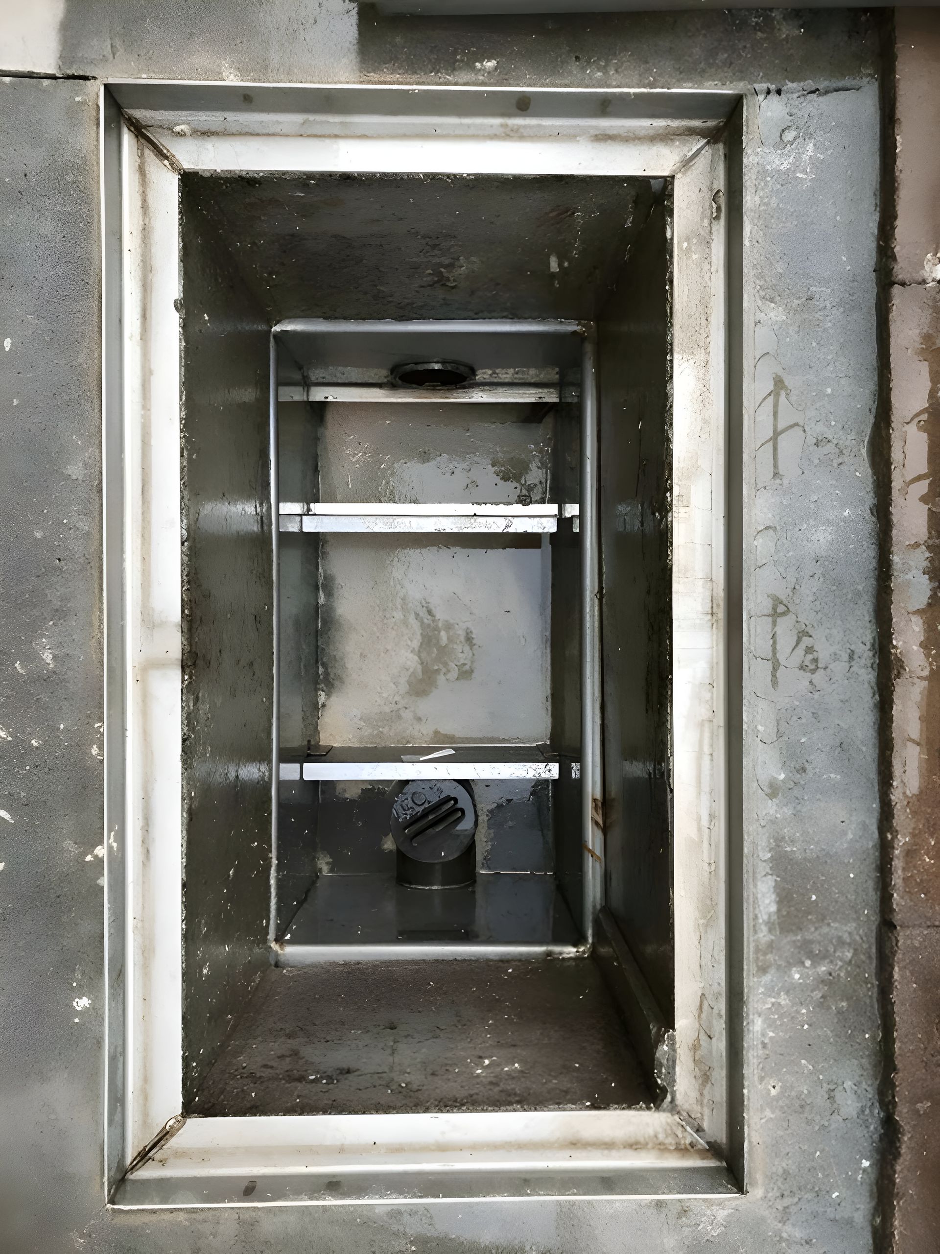 Open Rectangular Concrete Pit With a Metal Box Inside — Paap's Cleansing Services in Branyan, QLD