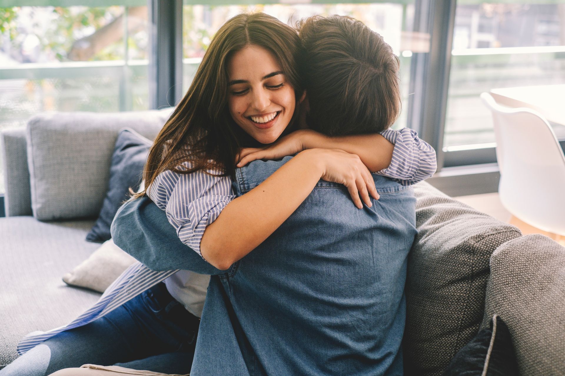 Couple hugging