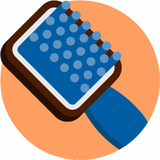 a blue brush with dots on it is in a circle .
