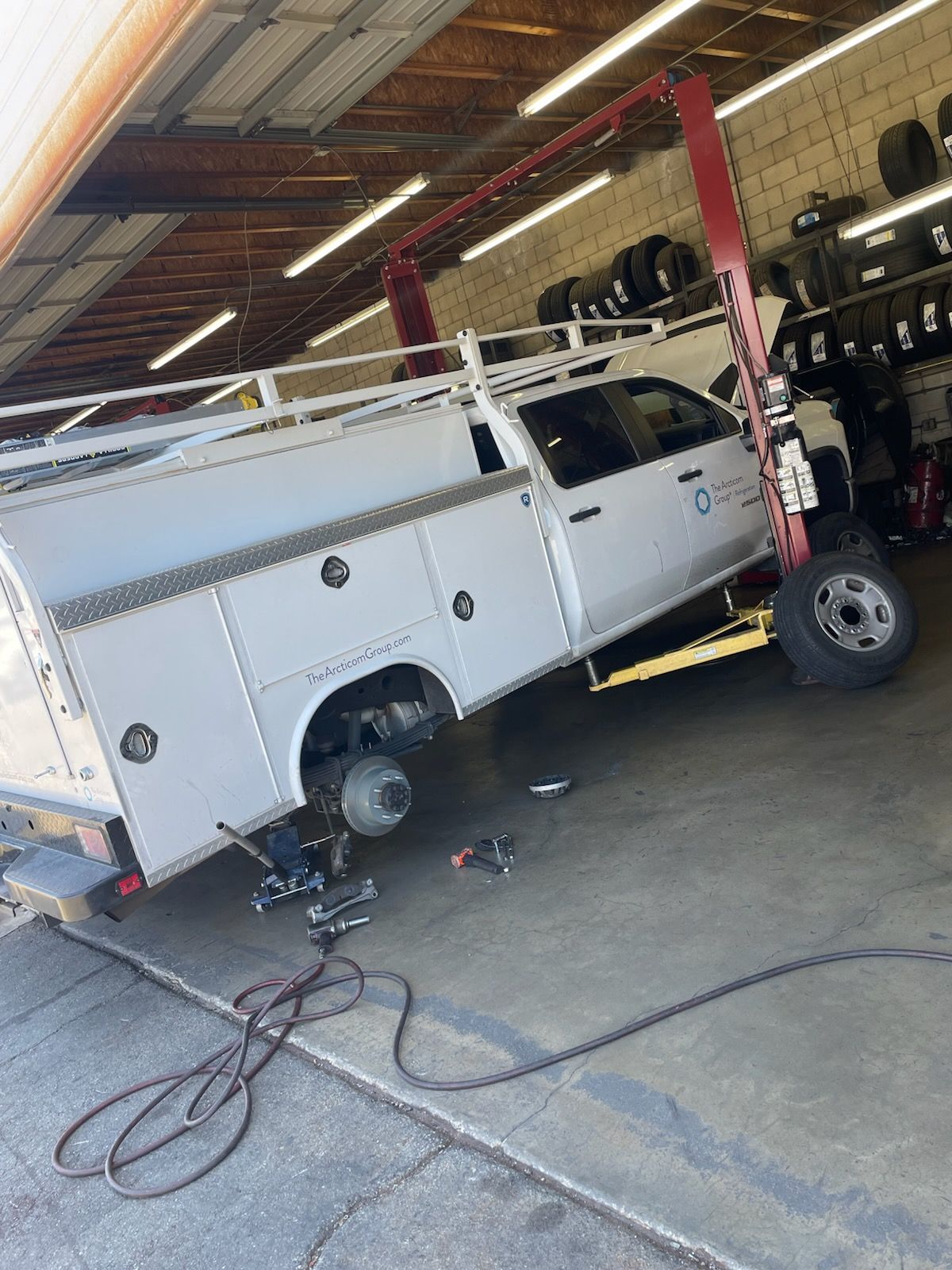 White truck in our garage