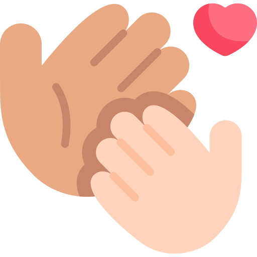 Two hands clapping with a pink heart above them