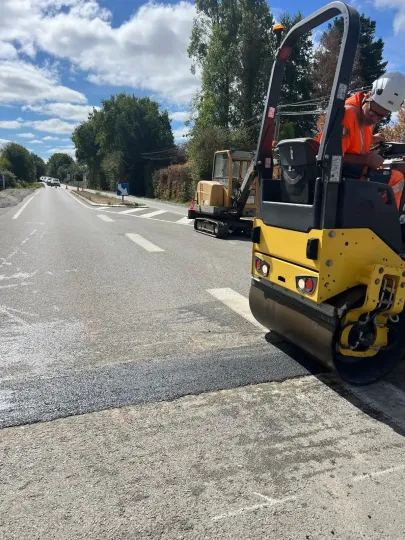Réfection en enrobé noir à chaud GB 0/14 classe 3 et BBSG 0/10 classe 3 sur route départementale