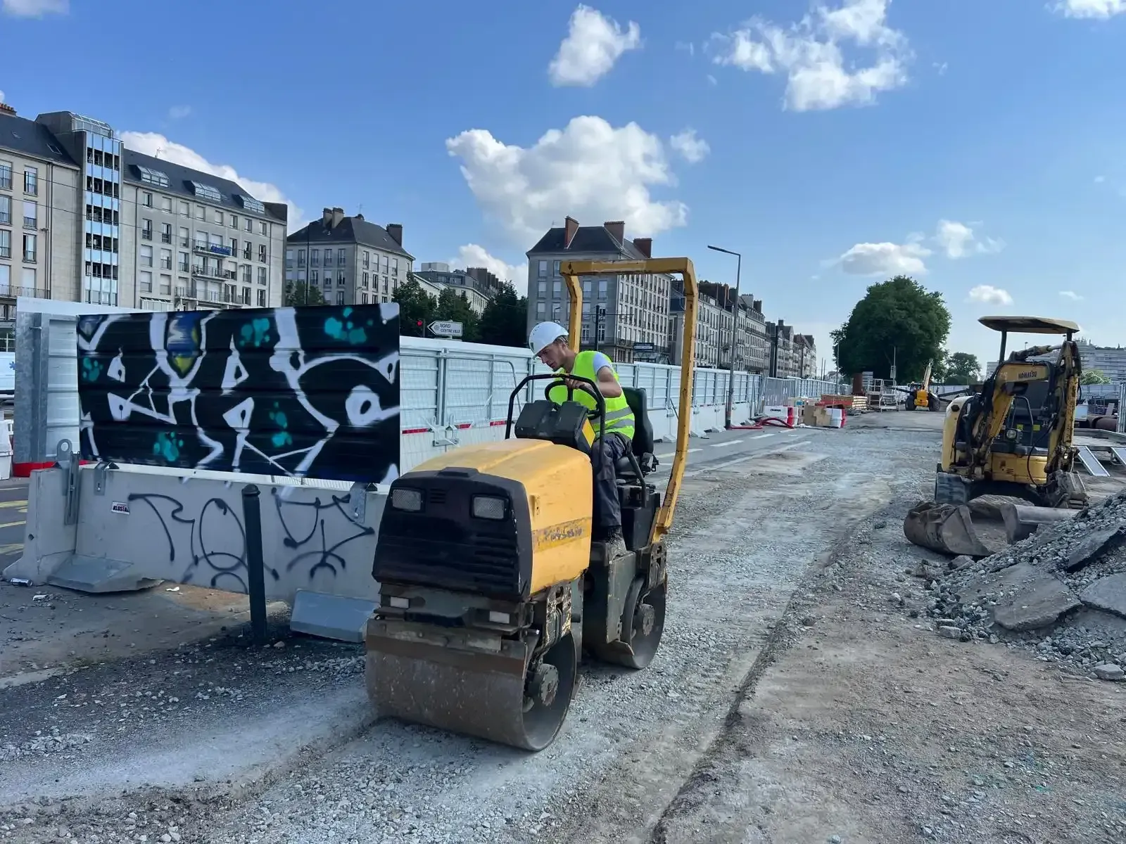 couche d'assise en GNT avant enrobé sur parking