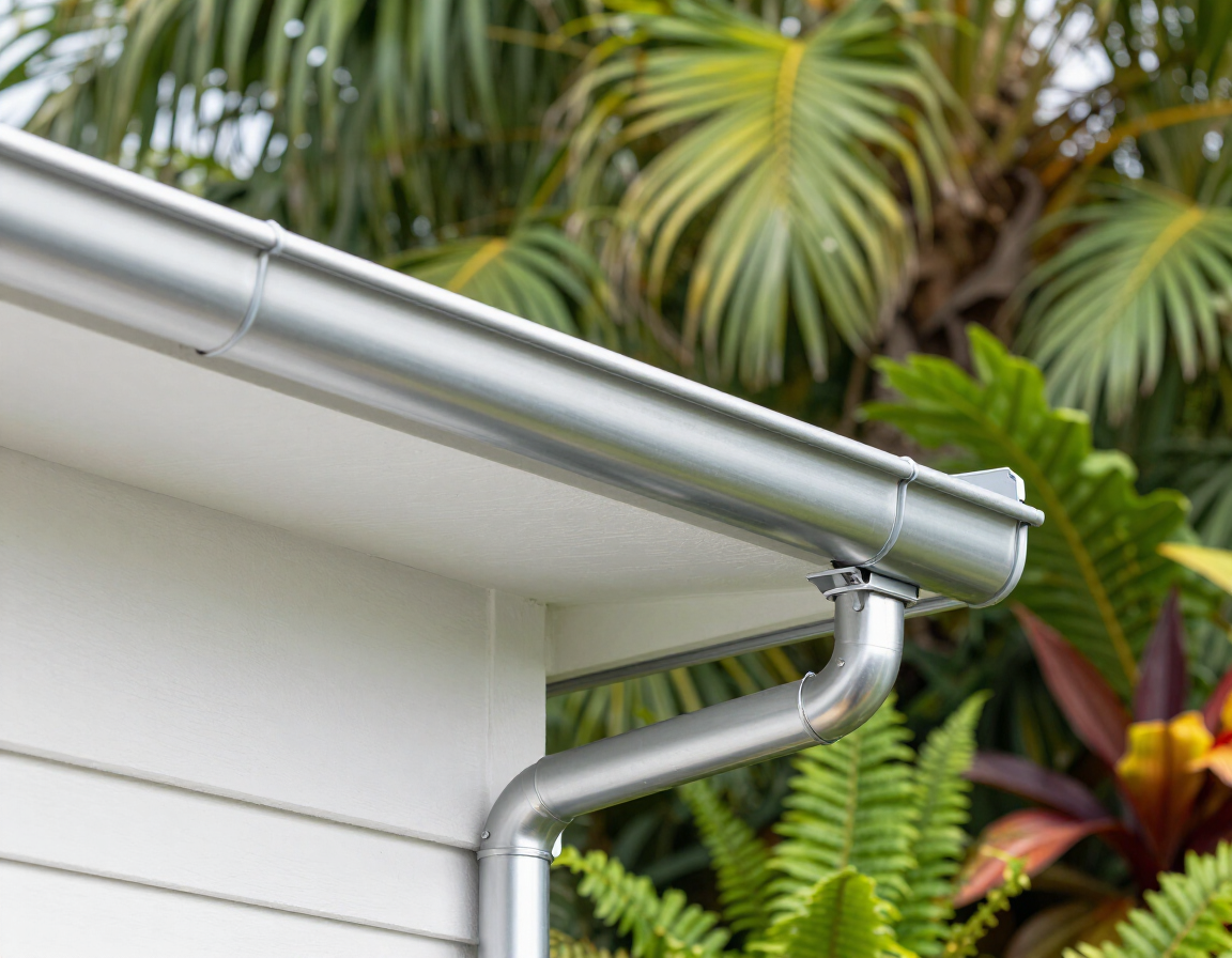 Close-up of gutter materials