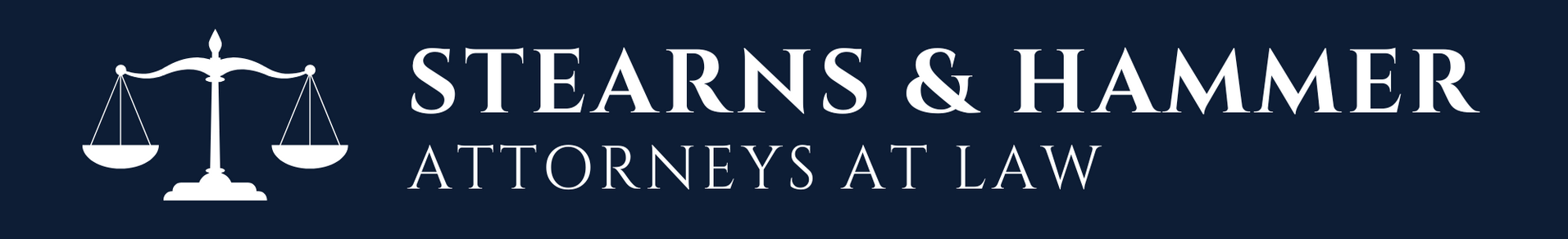 Stearns and Hammer logo with a navy background and white lettering