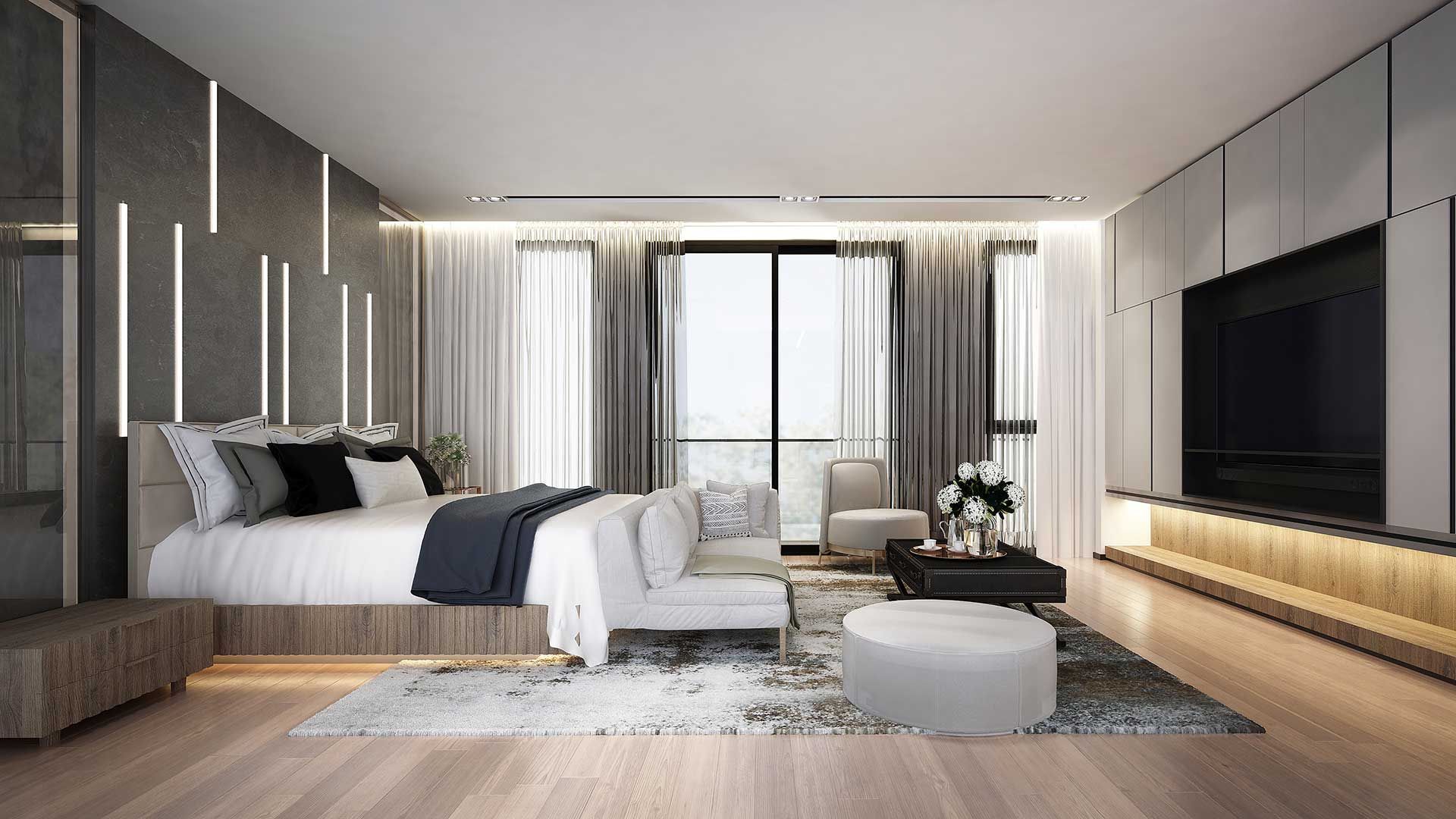 Modern bedroom interior mock up