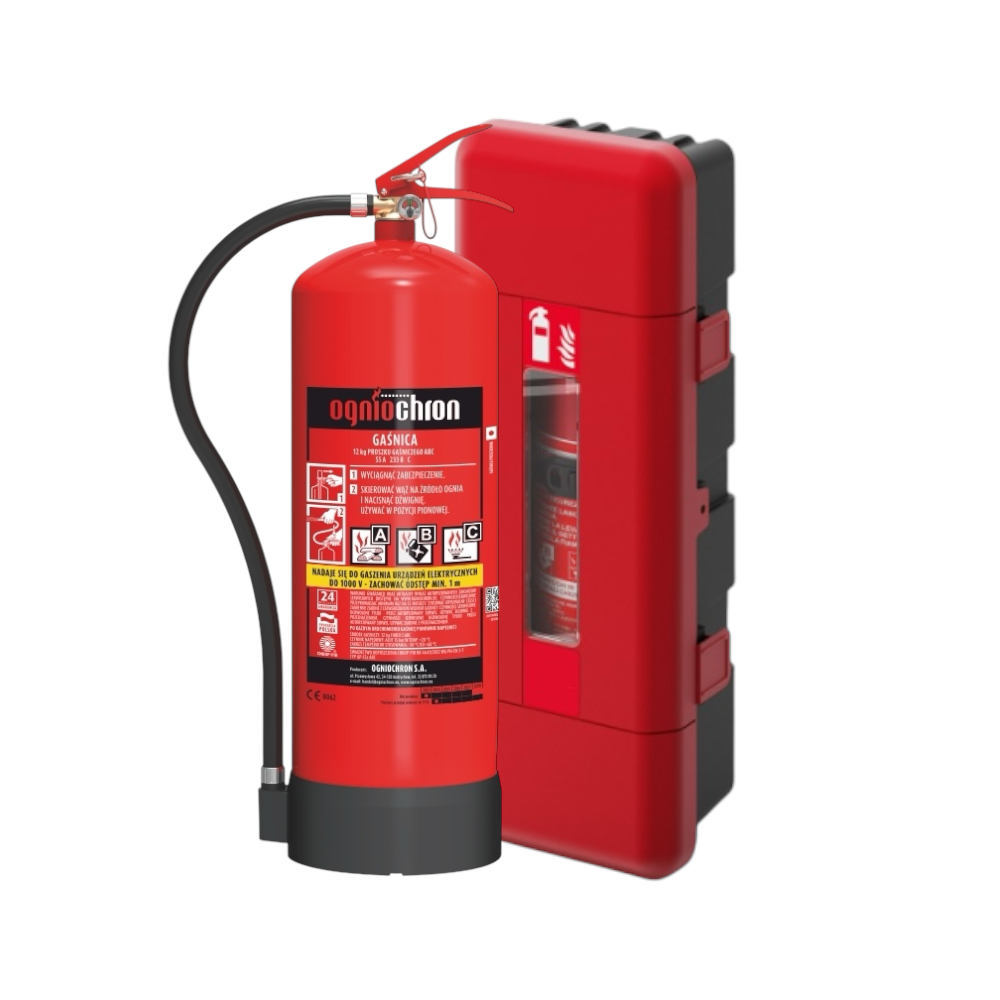 Poederblusser 12 kg met brandblusserkast