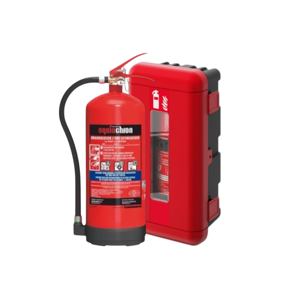 Poederblusser 9 kg met brandblusserkast