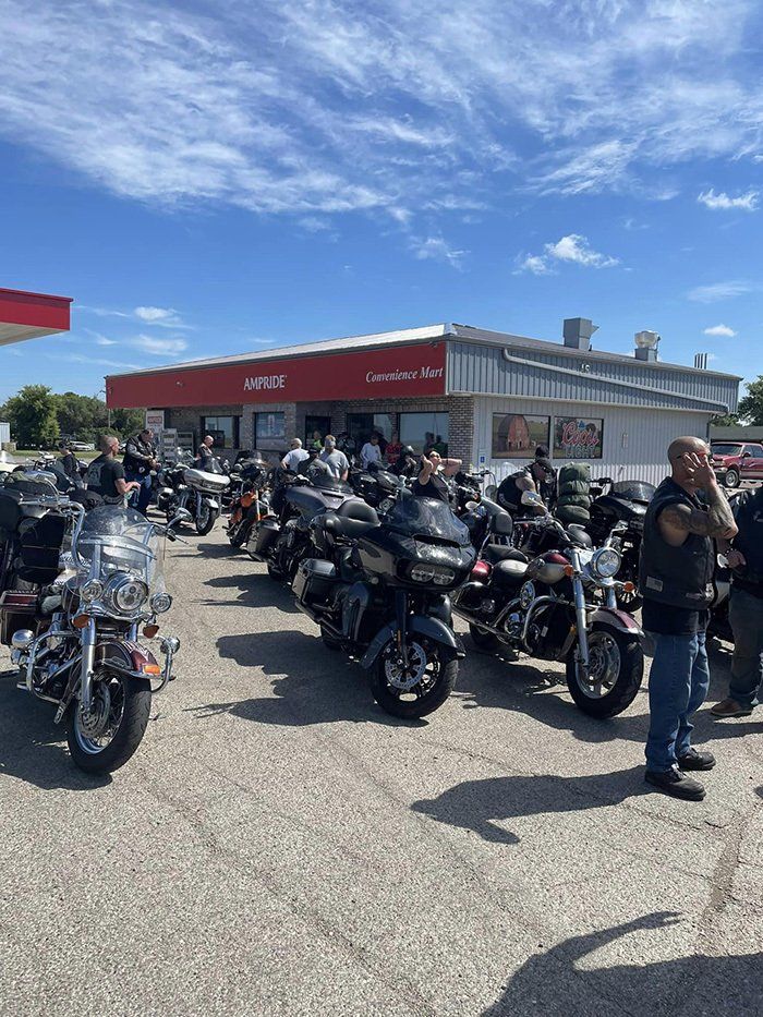 motorcyclists at cenex station