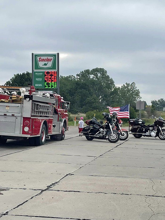 bikes near fire engine