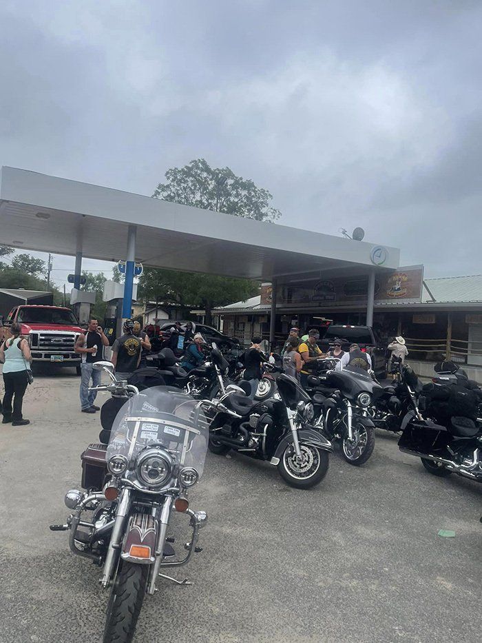 bikes at gas station