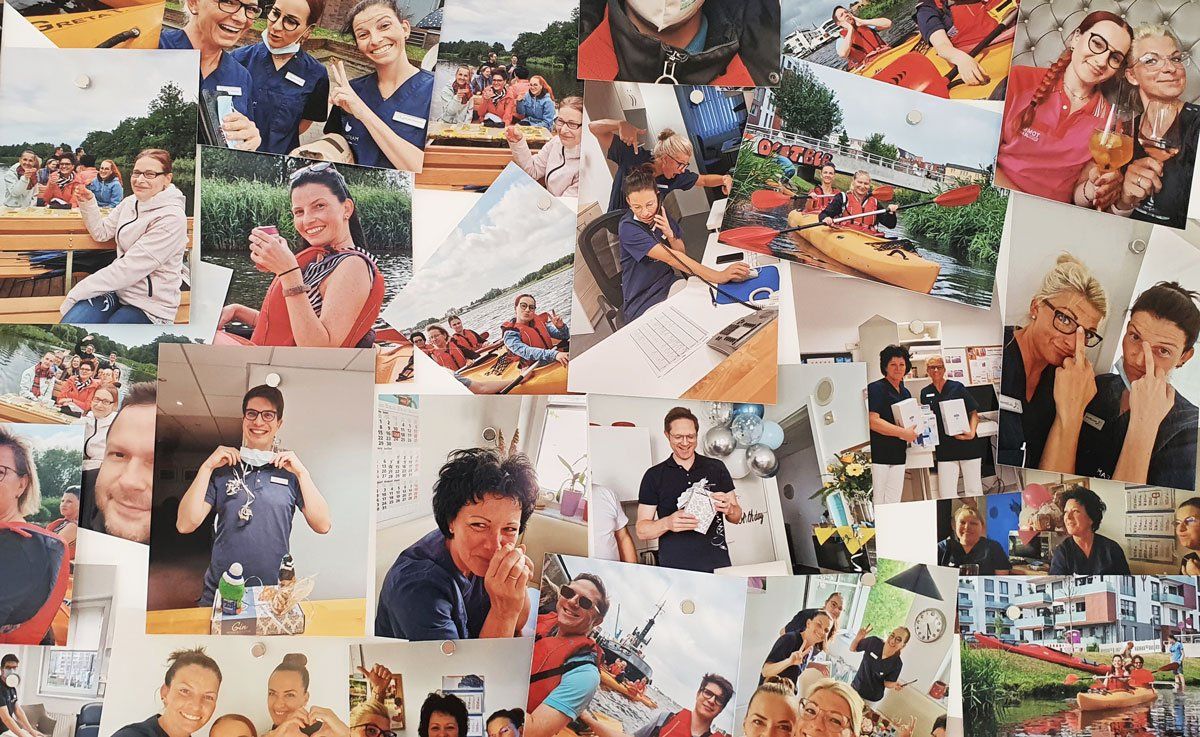 Eine Collage aus Bildern von Menschen, die sich gegenseitig fotografieren