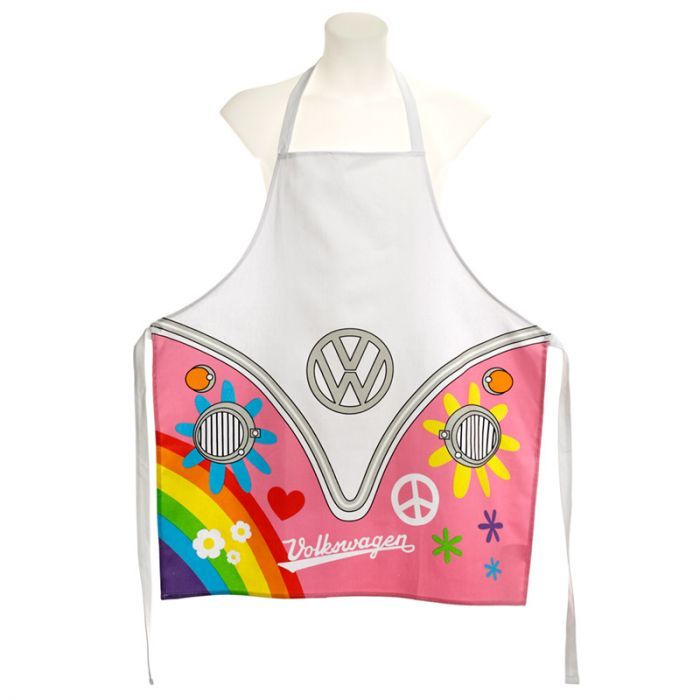 Volkwagen bus roze keukenschort moederdag cadeau regenboog