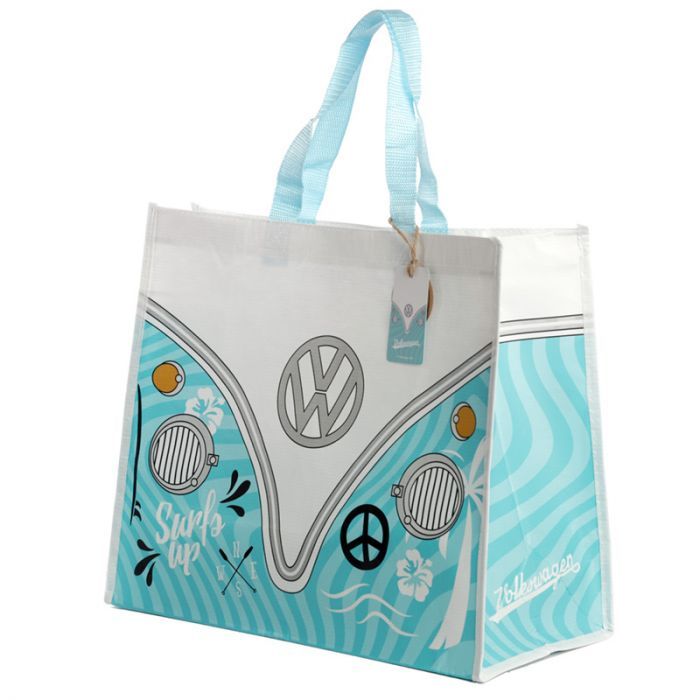 Volkswagen T1 bus boodschappentas bigshopper aby blauw verjaardagscadeau moederdagcadeau