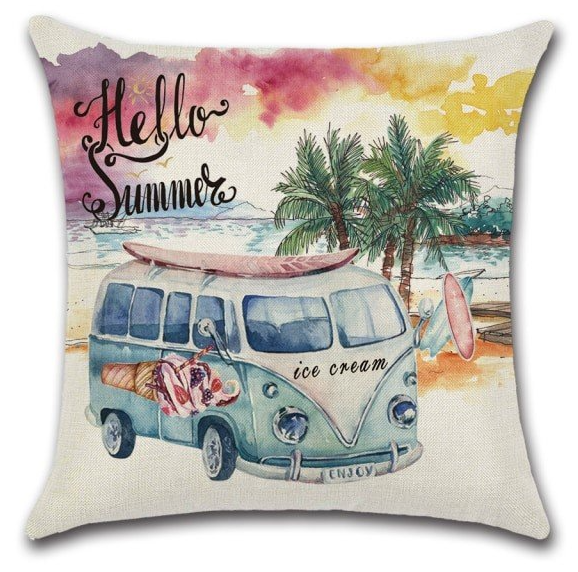 Volkswagen bus kussenhoes VW busje Hello Summer Verjaardagscadeau sierkussen
