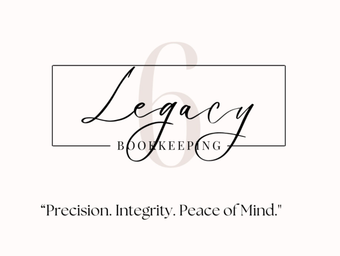 The logo for legacy bookkeeping says precision integrity peace of mind