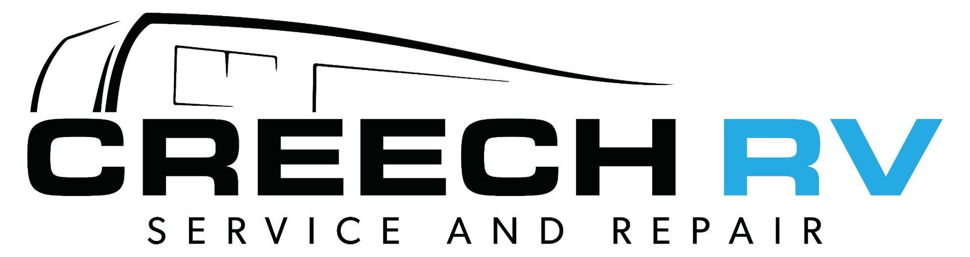 Logo for Creech RV, a service and repair shop, with an RV outline. 