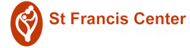 St Francis Center logo with orange text and icon on a white background