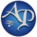 Blue circular logo with stylized white letters &ldquo;Ap&rdquo; and curved lines underneath