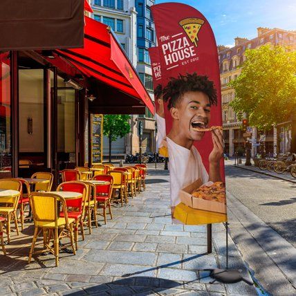 Pizza House event element standing flag with custom print