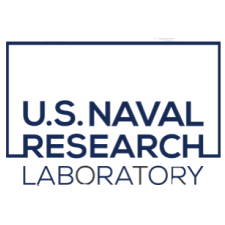 U.S. Naval Research Laboratory logo. Navy blue text within a dark blue square frame.