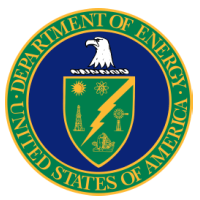 U.S. Department of Energy seal: eagle, green shield with energy symbols, blue and gold circular border.