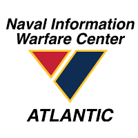 Naval Information Warfare Center Atlantic logo. Red and blue angled shapes over gold; 