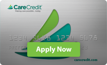 A carecredit credit card with a green apply now button