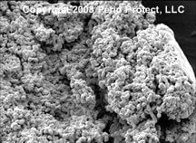 A black and white photo of a pile of powder.