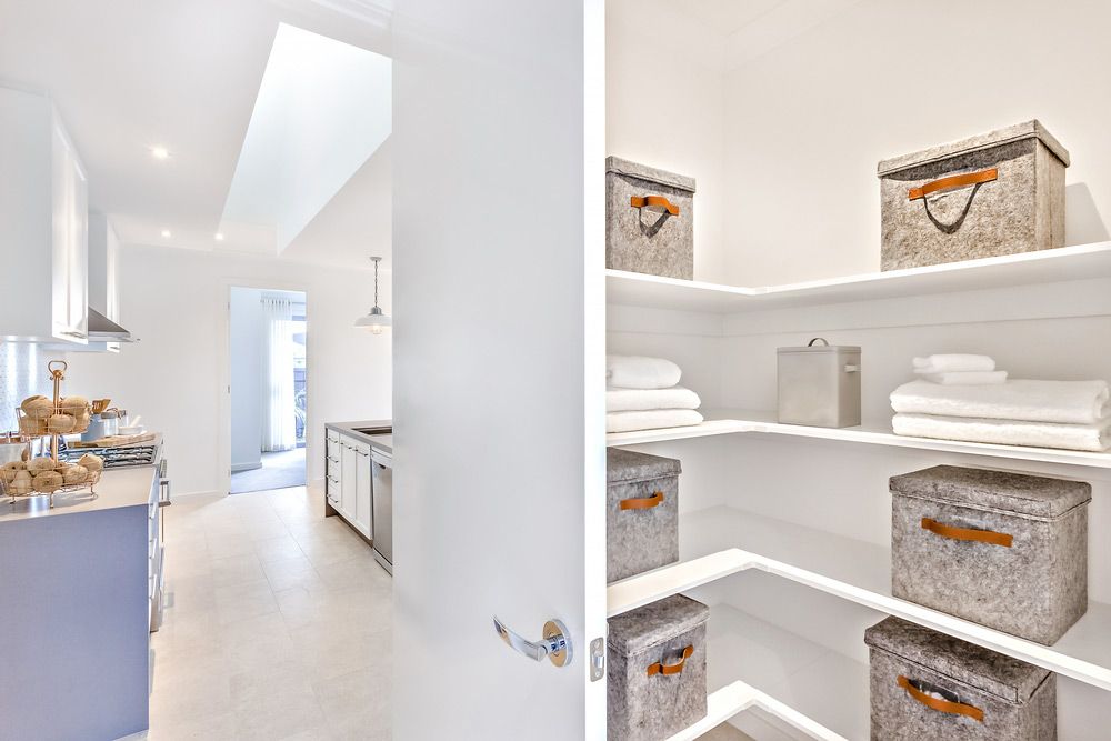 A Kitchen and a Walk in Closet With Baskets on the Shelves — Allnew Kitchens in Lake Macquarie, NSW