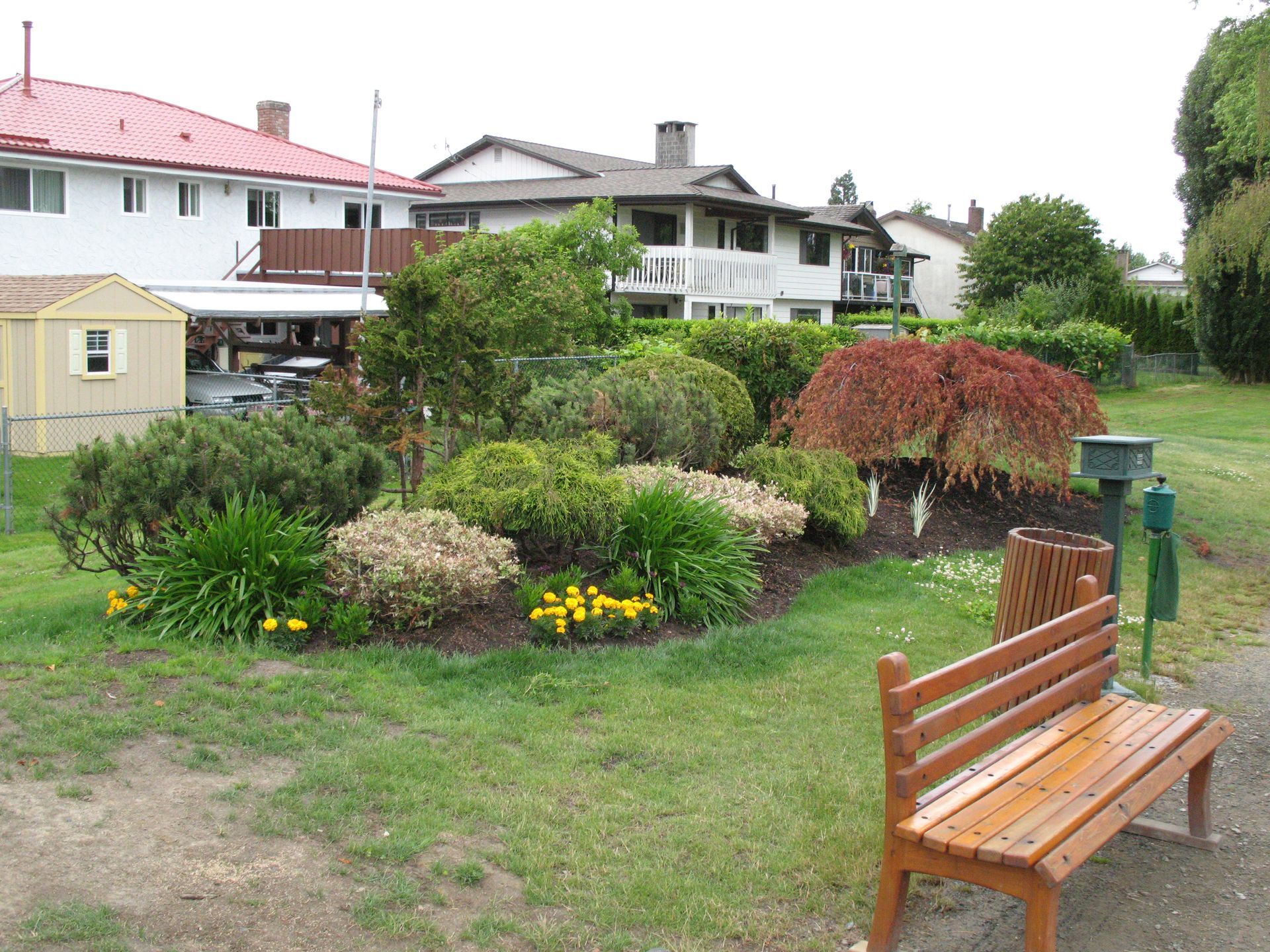 Commercial landscape design with flower and shrub garden in Victoria BC