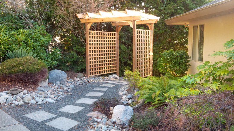 pergola design with luxury backyard landscape