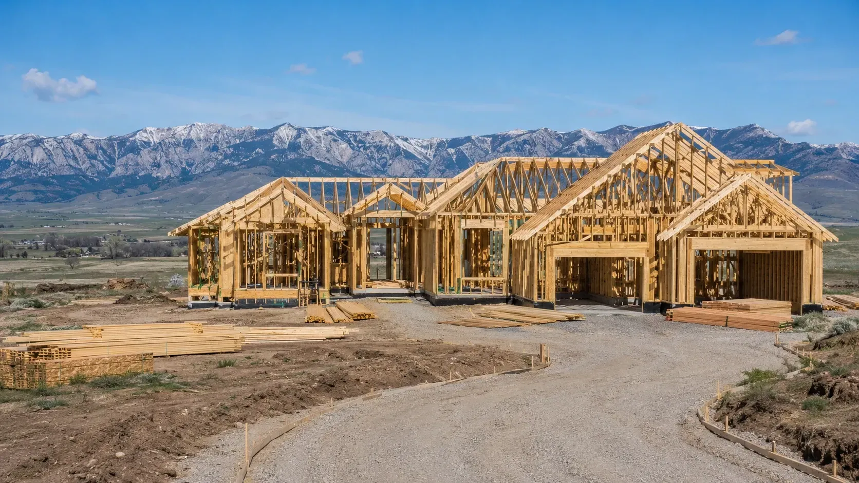 Custom stick built home under construction near Sheridan Wyoming