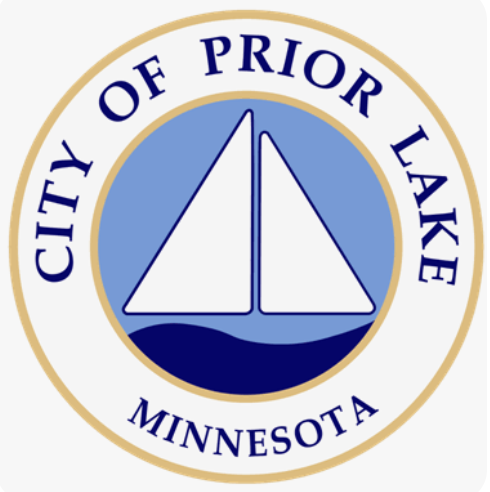 City of Prior Lake, Minnesota circular seal with a white sailboat on blue background