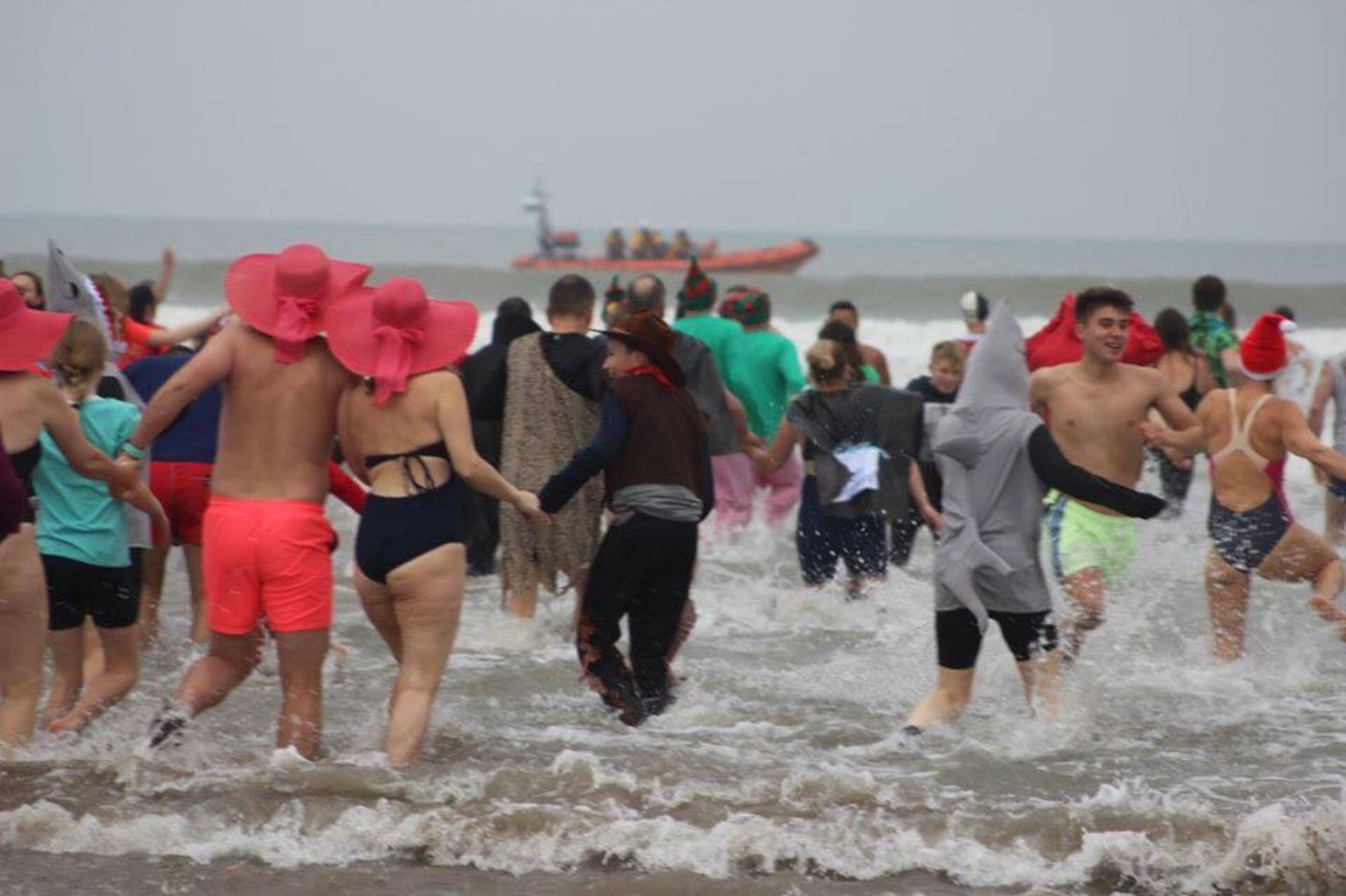 new year fancy dress dip at westward ho! is an annual event held in the South West. It attracts people from around the country