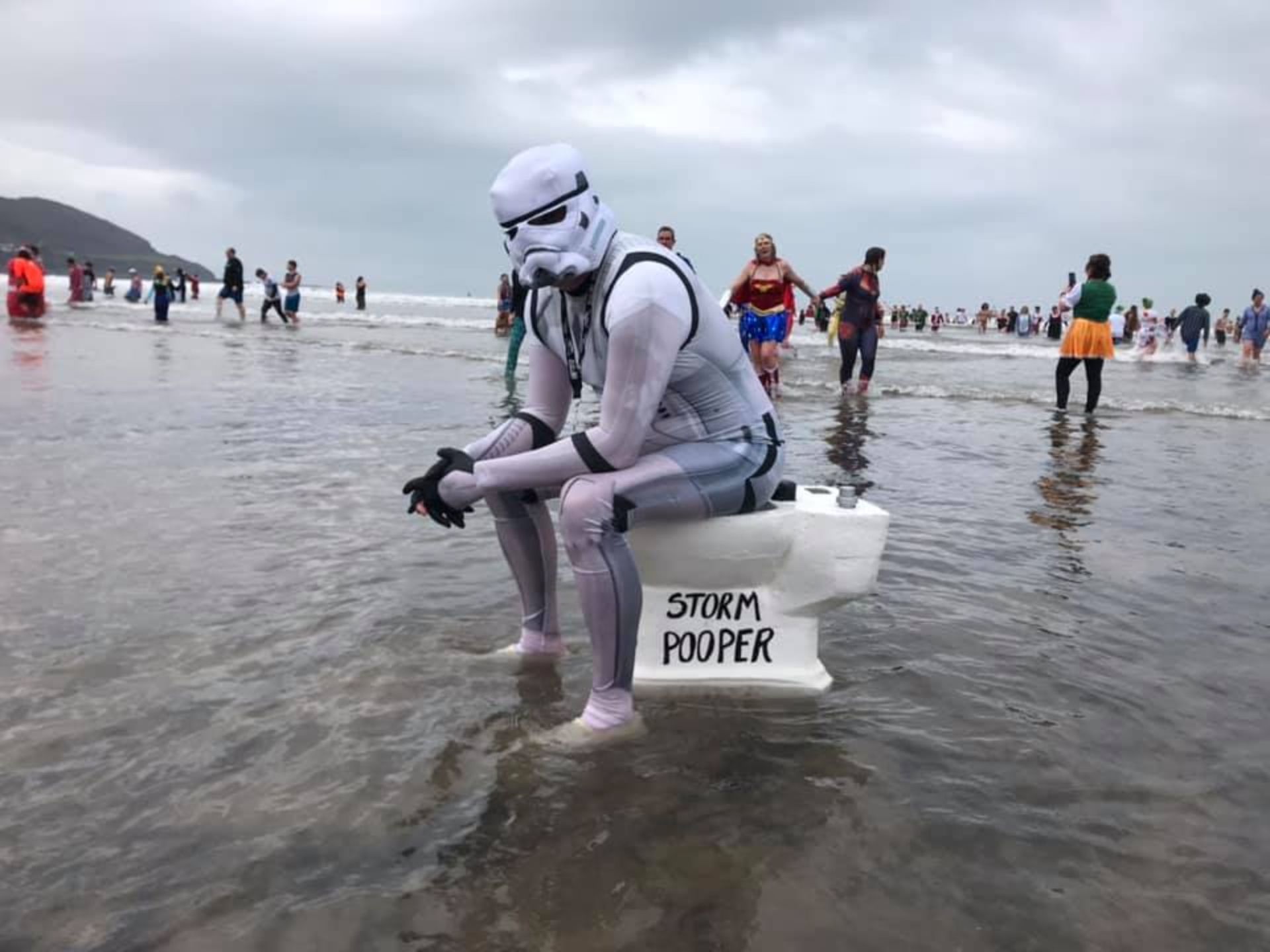 Rob Braddick is alway fun at the new years day dip in Westward Ho!, Devon. This year he was a storm Pooper, may the force be with you! Great events in the South West England