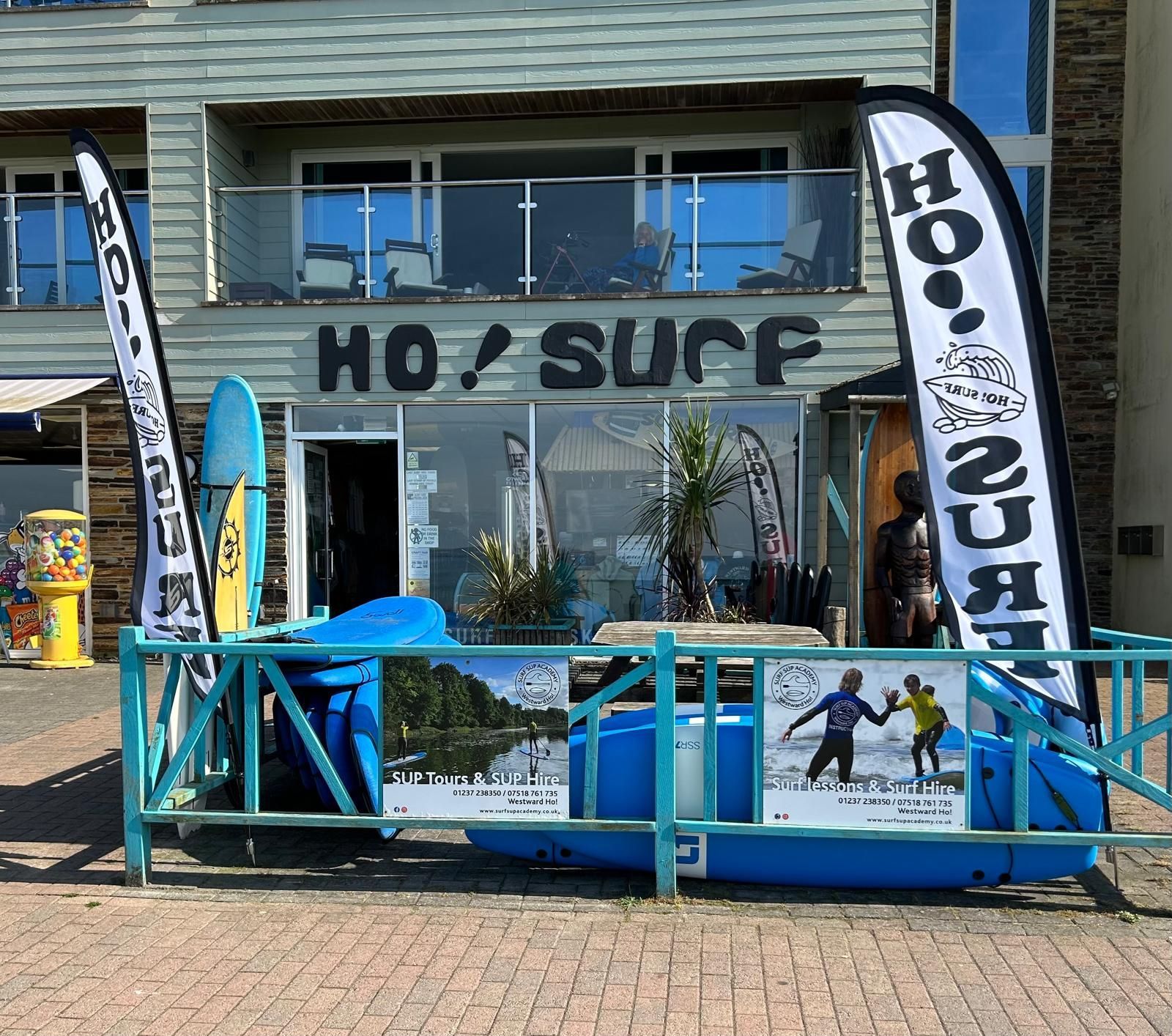 Surf shop in Westward Ho! on the village green, Ho! Surf sells surf boards, wetsuits and beach goods as well as hires a full range of surfing kit.