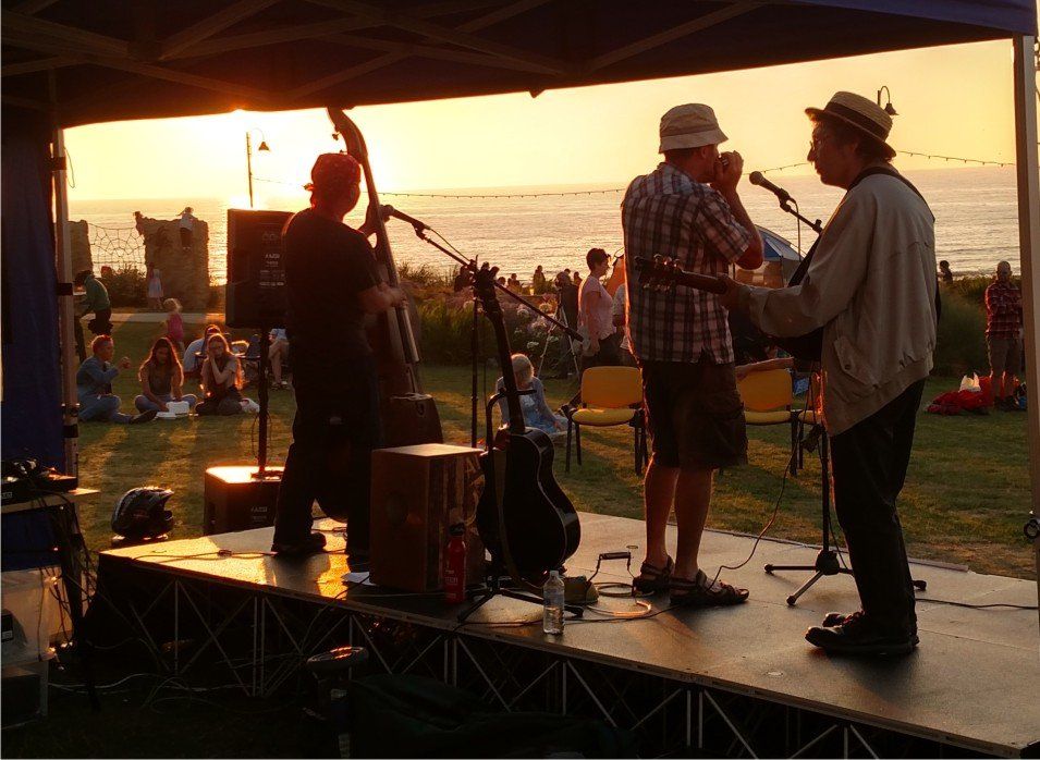 The Sunset festivals at westward ho! were held on the village green, music, circus skills and westward Ho!'s got talent was all done