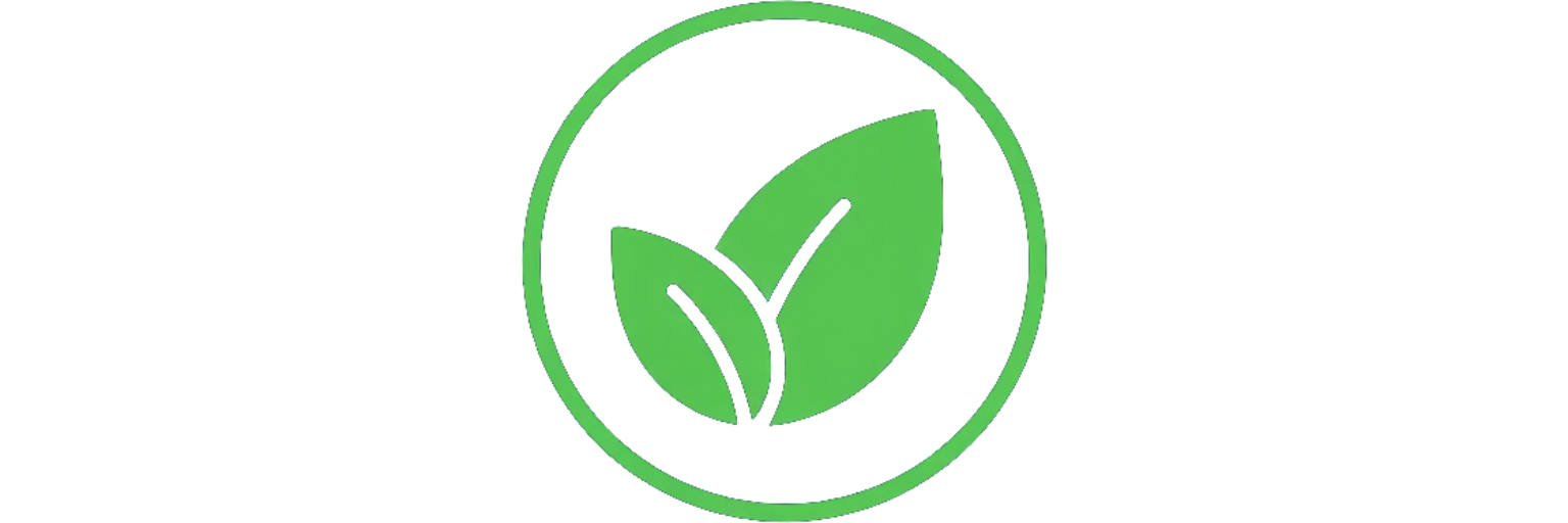 Icono de hoja verde dentro de un círculo verde sobre un fondo blanco.