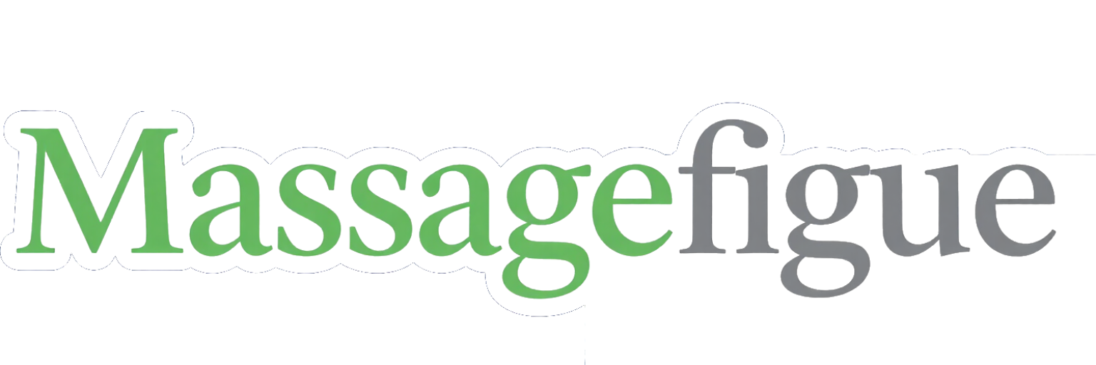 Logotipo verde “Massagefigue” sobre fondo blanco