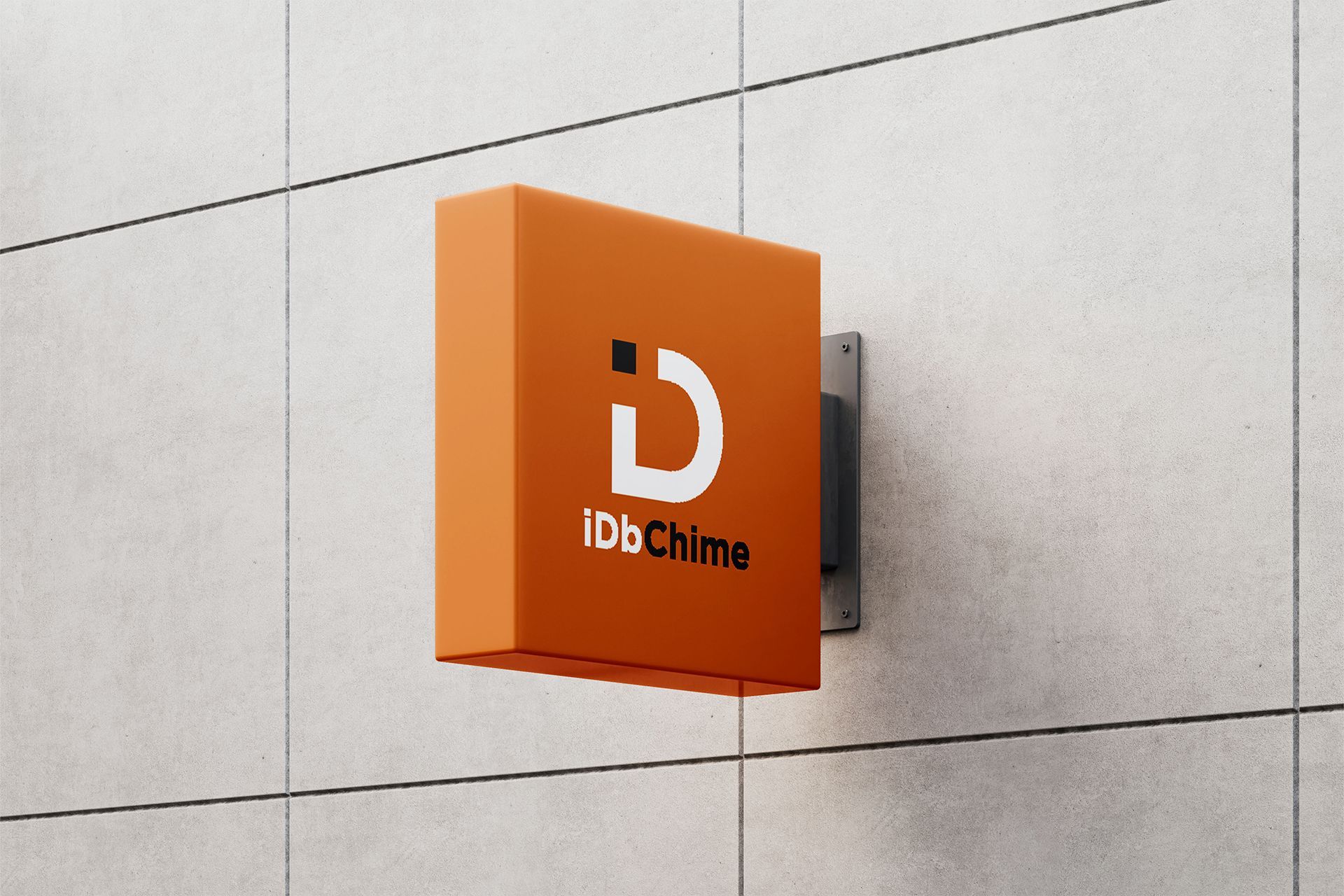 Orange square sign with white 