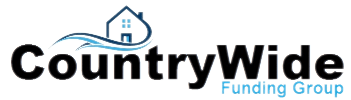 A logo for country wide funding group with a house on it