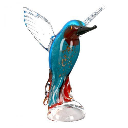 Glassculptuur IJSVOGEL van massief mond geblazen glas