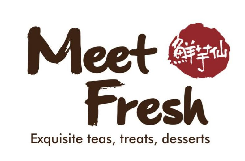 The Meet Fresh logo featuring dark brown text, a red circular seal with white Chinese characters, and a descriptive tagline.