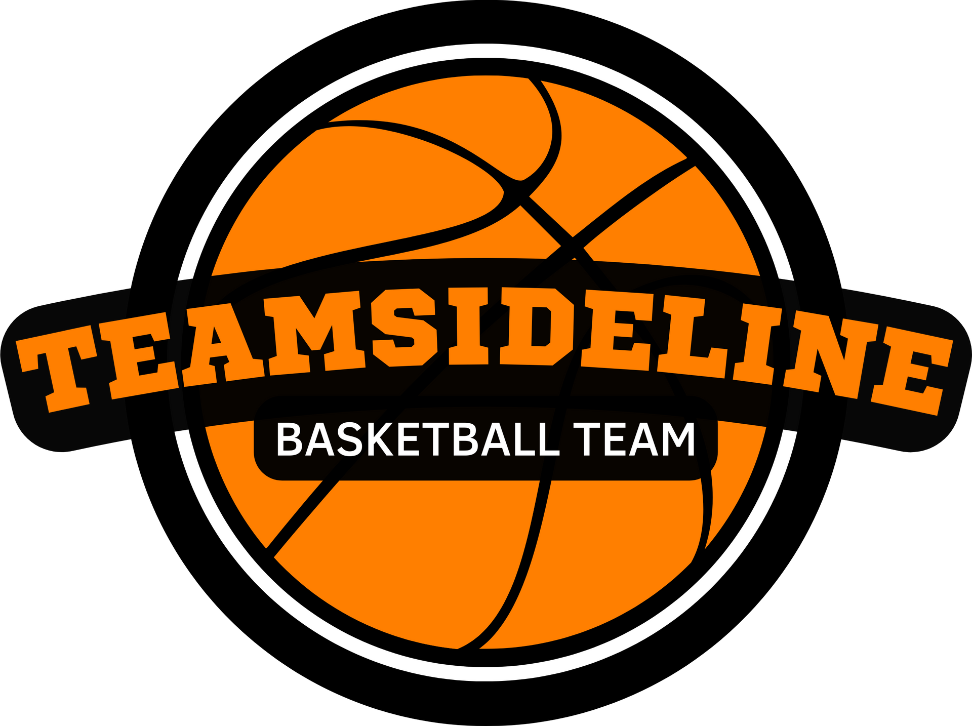 TeamSideline basketball team logo with orange basketball and black-and-white circular design